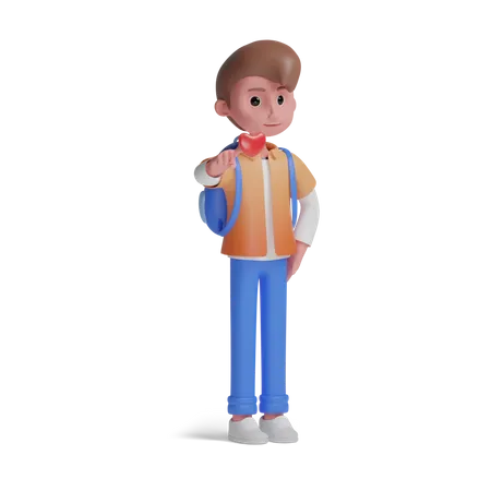 Boy Character Show Love 3D Illustration