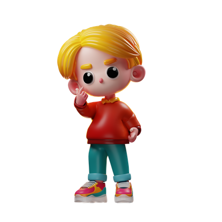 Boy showing Love sign  3D Icon