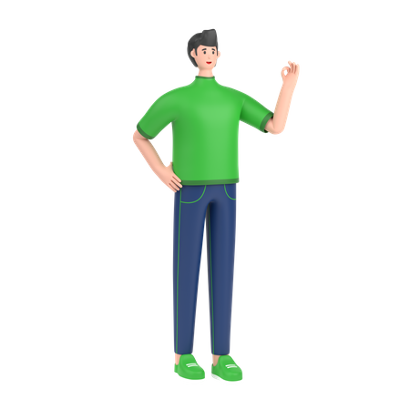 Boy showing nice gesture pose  3D Icon