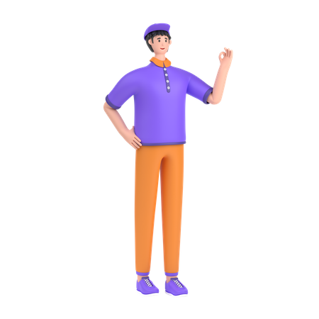 Boy showing nice gesture pose  3D Icon