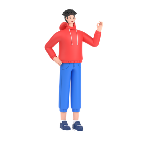 Boy showing nice gesture pose  3D Icon