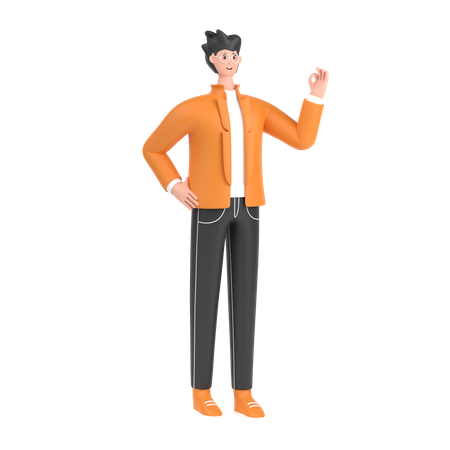 Boy showing nice gesture pose  3D Icon