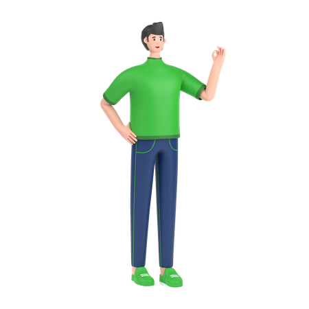 Boy showing nice gesture pose  3D Illustration