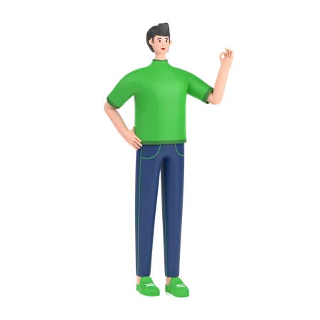 Boy showing nice gesture pose  3D Illustration