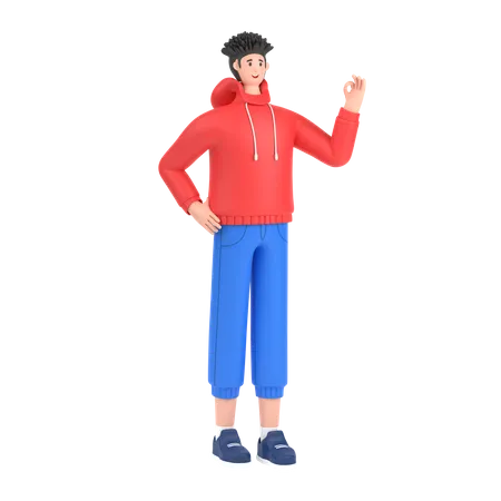 Boy showing nice gesture pose  3D Illustration