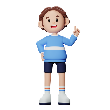 Boy showing one finger  3D Illustration