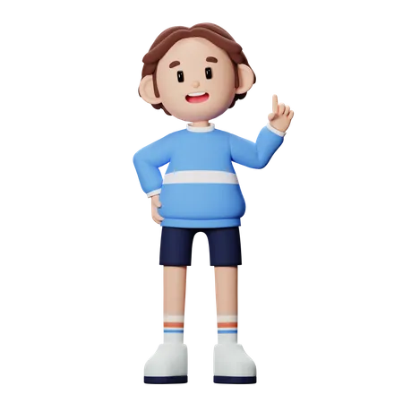 Boy showing one finger  3D Illustration