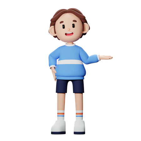 Boy showing three sign in hand 3D Illustration download in PNG, OBJ or ...
