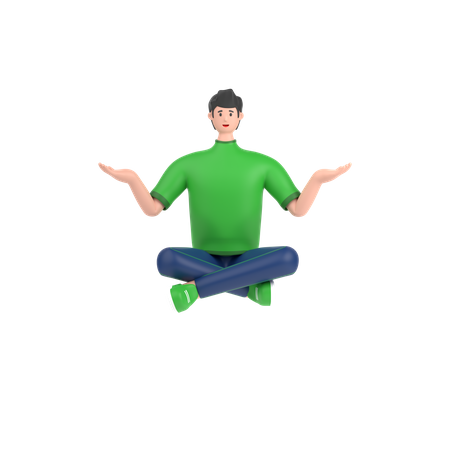 Boy showing something with open palm hand  3D Icon