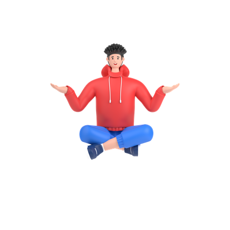 Boy showing something with open palm hand  3D Icon