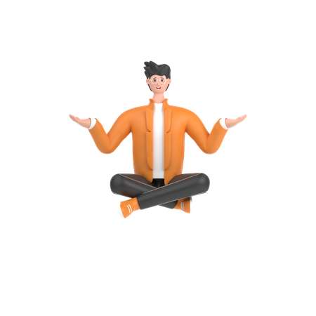 Boy showing something with open palm hand  3D Icon