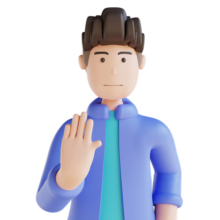Boy showing stop hand gesture  3D Icon