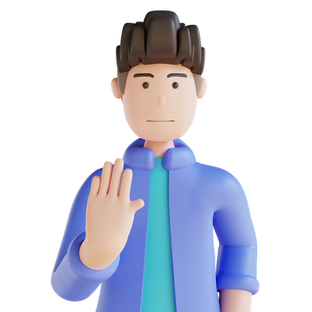 Boy showing stop hand gesture  3D Illustration
