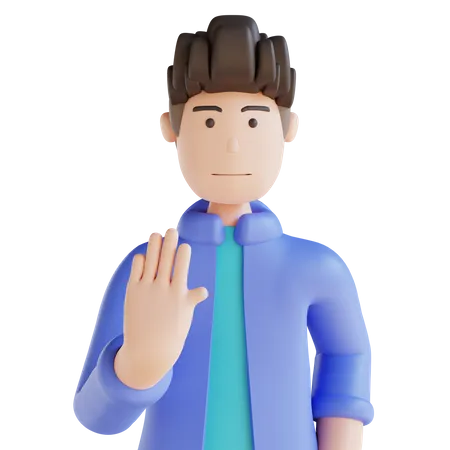 Boy showing stop hand gesture  3D Illustration