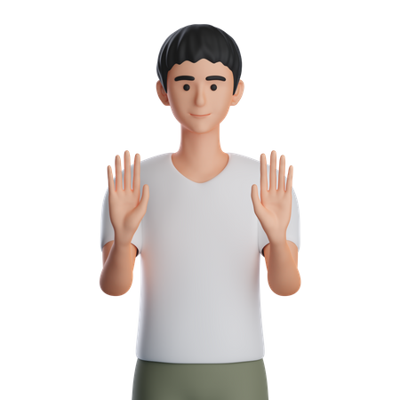 Boy Showing Stop Sign  3D Icon