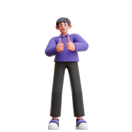 Boy showing thumbs up  3D Icon