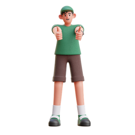 Boy showing thumbs up  3D Icon