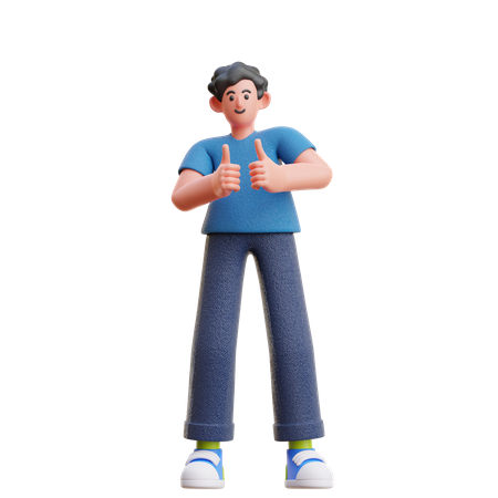 Boy showing thumbs up  3D Icon