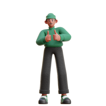 Boy showing thumbs up  3D Icon