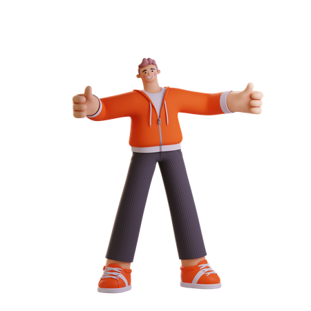 Boy showing thumbs up  3D Icon