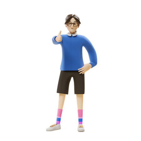 Boy Showing Thumbs Up  3D Icon