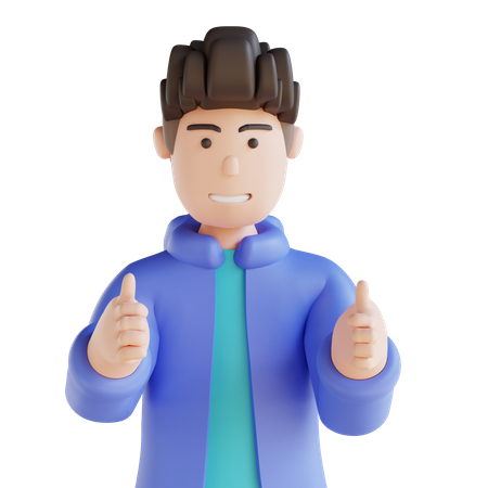 Boy showing thumbs up  3D Illustration