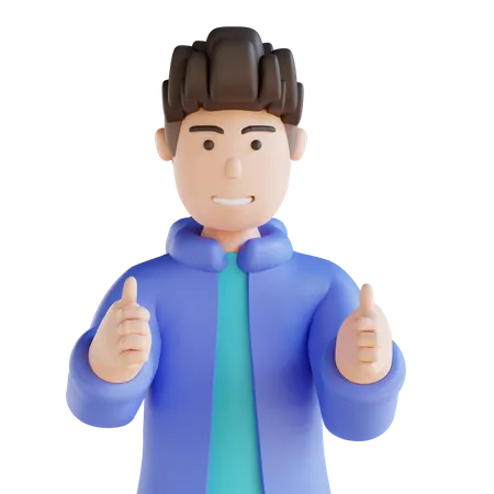 Boy showing thumbs up  3D Illustration