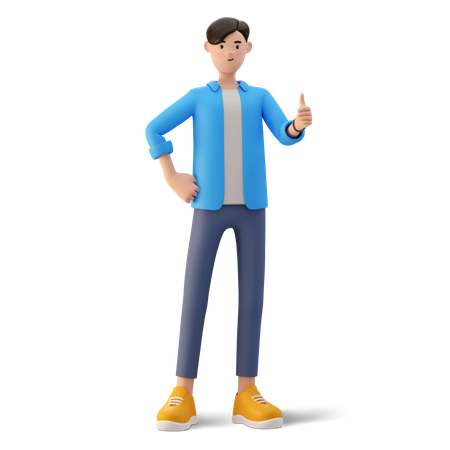 Boy showing thumbs up  3D Illustration