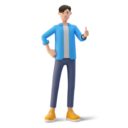 Boy showing thumbs up  3D Illustration