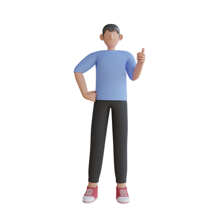 Boy showing thumbs up  3D Illustration