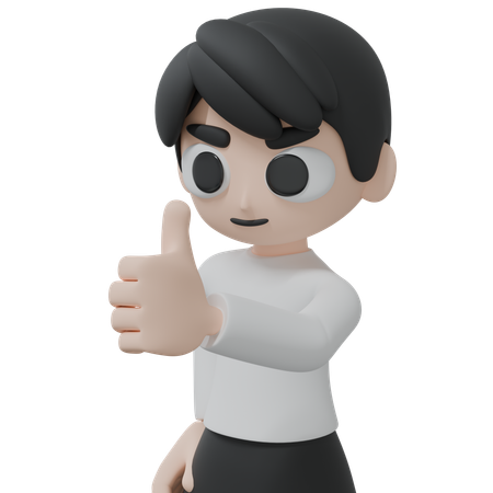 Boy showing thumbs up  3D Illustration