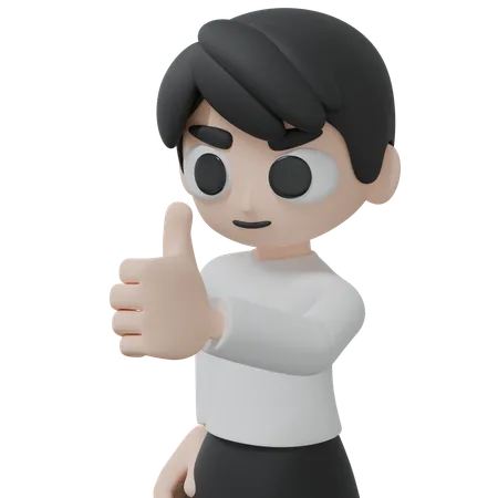 Boy showing thumbs up  3D Illustration