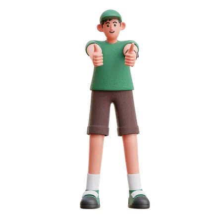 Boy showing thumbs up  3D Illustration