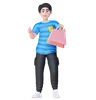 Boy Showing Thumbs Up While Holding Shopping Bags