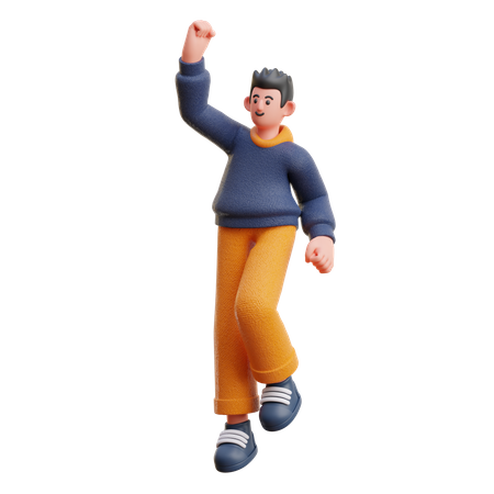 Boy showing winning gesture  3D Icon