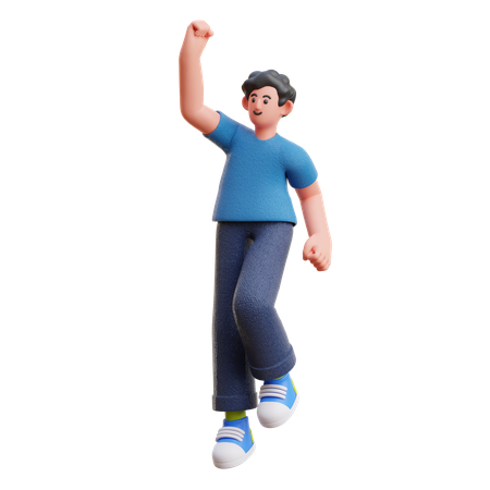 Boy showing winning gesture  3D Icon