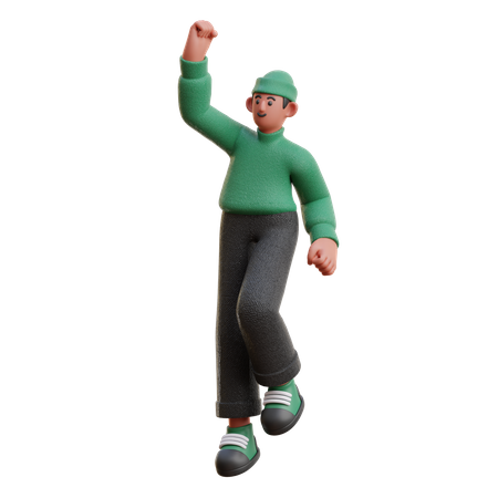Boy showing winning gesture  3D Icon