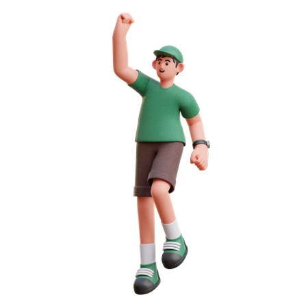 Boy showing winning gesture  3D Illustration