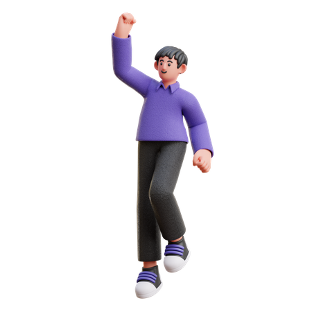 Boy showing winning gesture  3D Illustration