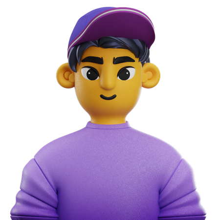 Boy Side Hair with Hat  3D Icon