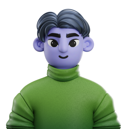 Boy Side Hair with Sweater  3D Icon