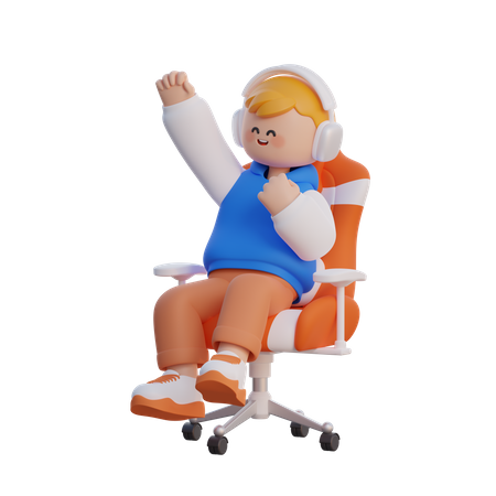 Boy Sits On A Chair  3D Illustration