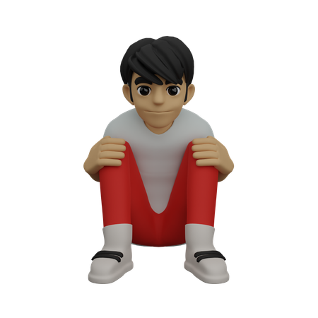 Boy sitting depressively  3D Icon