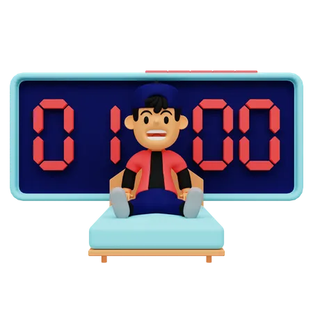 Boy sitting on bed  3D Illustration