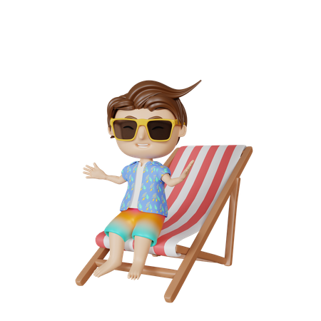 Boy sitting on chair  3D Icon