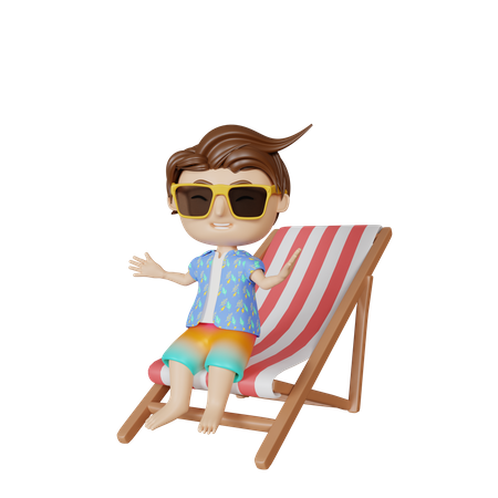 Boy sitting on chair  3D Illustration