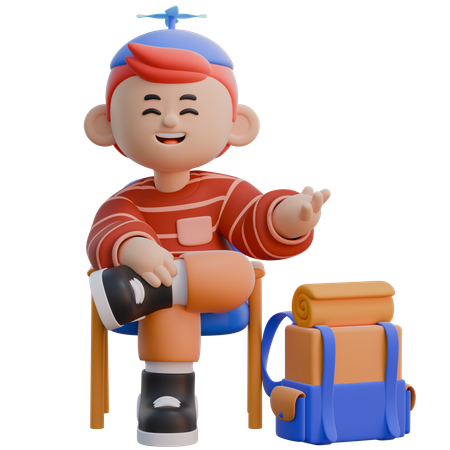 Boy Sitting on Chair  3D Illustration