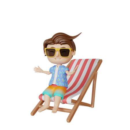 Boy sitting on chair 3D Illustration