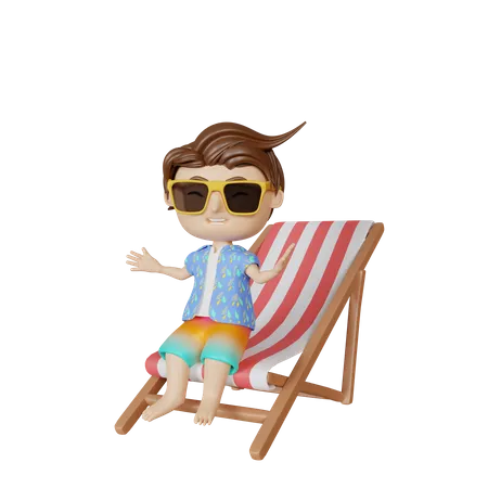 3 D Rendering Cute Boy In Summer 3D Illustration