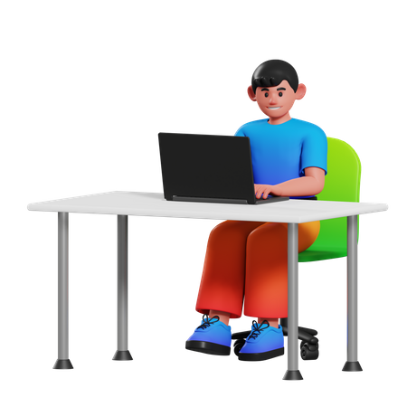 Boy sitting on desk  3D Icon
